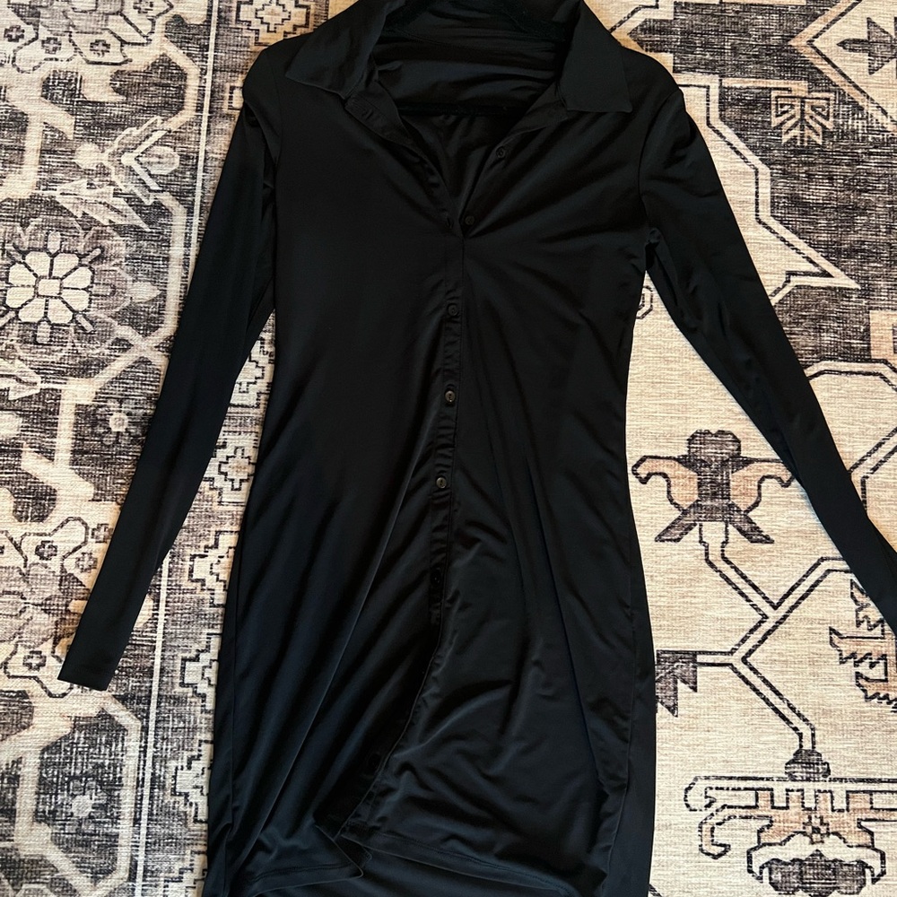 Abercrombie & Fitch Sleek Black Button-Up Mini Dress